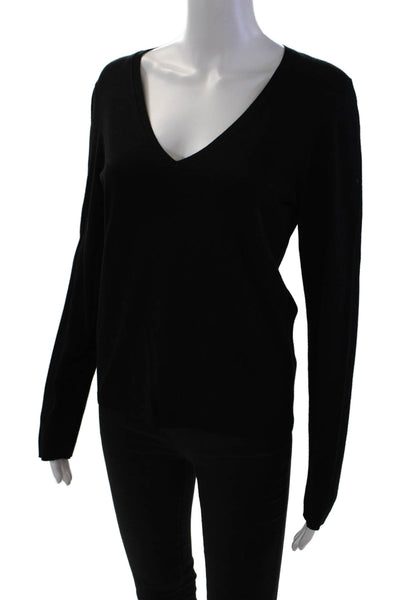 Theory Womens Long Sleeve Pullover Top Black Size L