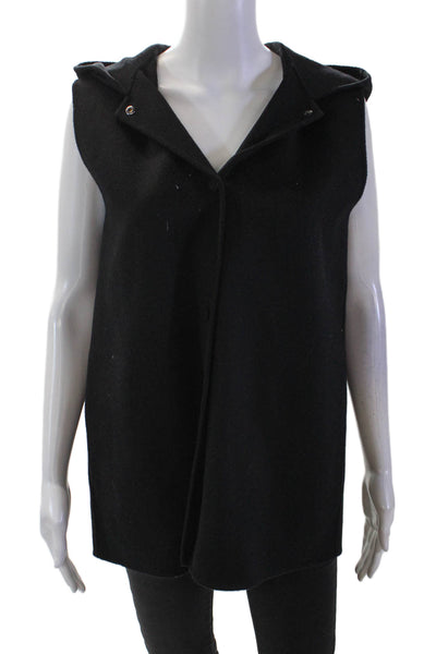 Theory Womens Wool Sleeveless Buttoned Vest Black Size S