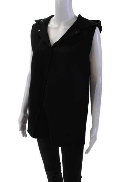 Theory Womens Wool Sleeveless Buttoned Vest Black Size S