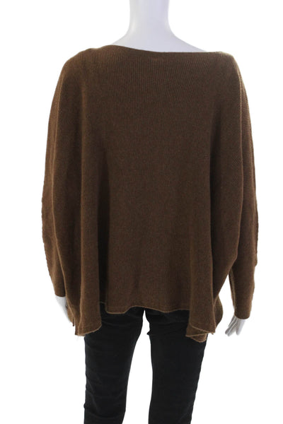 Nap Womens Cashmere Knitted Long Sleeved Ribbed Sweater Brown Size L