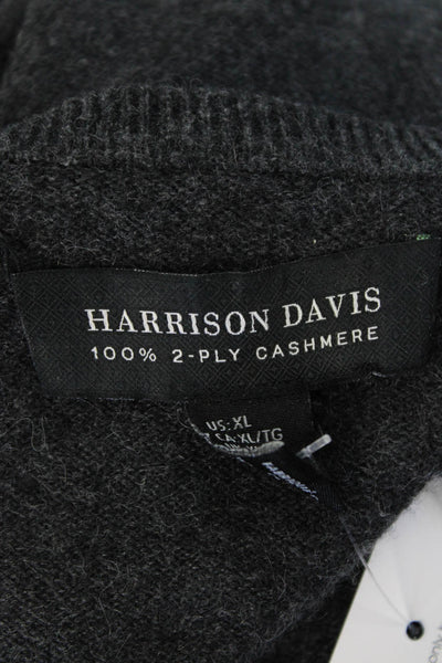 Harrison Davis Mens Cashmere Long Sleeved V Neck Sweater Gray Size XL