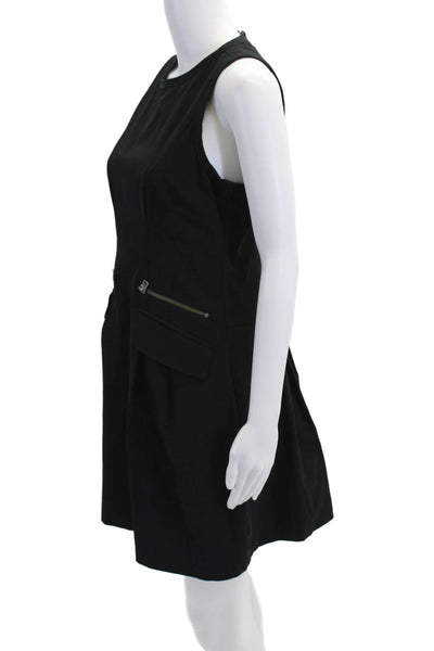 Nanette Lepore Womens Back Zip Crew Neck Knee Length Shift Dress Black Size 8