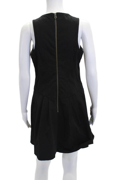 Nanette Lepore Womens Back Zip Crew Neck Knee Length Shift Dress Black Size 8