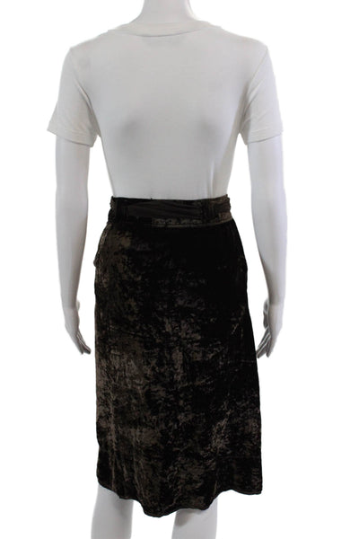 Bottega Veneta Womens Belted Knee Length Velvet A Line Skirt Brown Size IT 44