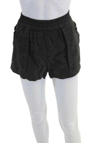 Alice + Olivia Womens Elastic Waist Zipped Slip-on Shorts Black Size L