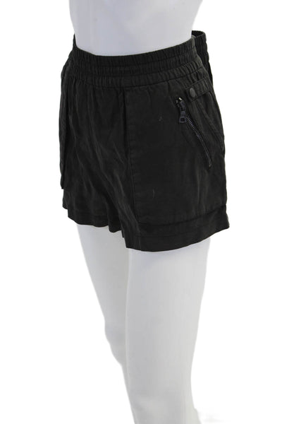 Alice + Olivia Womens Elastic Waist Zipped Slip-on Shorts Black Size L