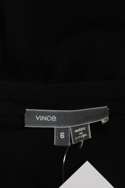 Vince Womens Long Sleeve V Neck Solid Blouse Black Size 6