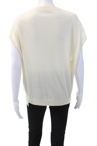 Adam Lippes Womens Wool Round Neck Sleeveless Blouse White Size S