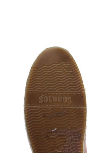 Soludos Womens Woven Round Toe Slip On Espadrille Flats Pink Size 7