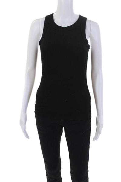 Sundays Womens Ribbed Crew Neck Sleeveless Turner Tank Top Black Size S