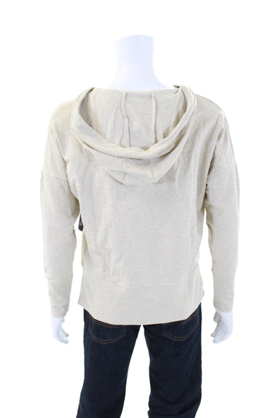 Johnnie-o Mens Cotton V-Neck Hooded Long Sleeve Pullover Hoodie Beige Size M