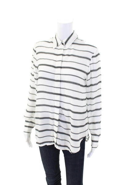 BB Dakota Womens Long Sleeved Striped Buttoned Colorblock Shirt White Size S