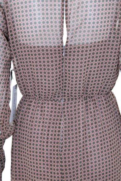 Bailey 44 Womens Geometric Long Sleeved Ruffled Back Zipped Dress Pink Size 0