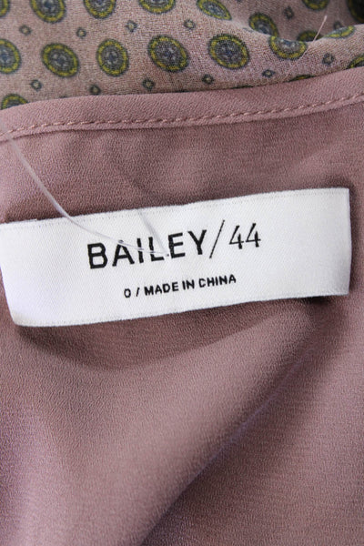 Bailey 44 Womens Geometric Long Sleeved Ruffled Back Zipped Dress Pink Size 0