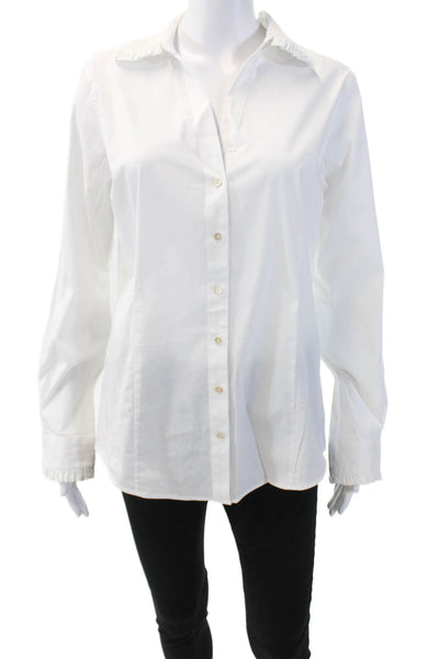 Brooks Brothers Womens Cotton Long Sleeve Button Up Blouse Top White Size 10