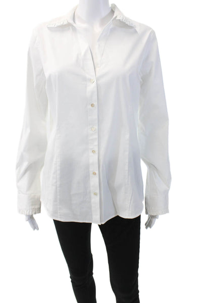 Brooks Brothers Womens Cotton Long Sleeve Button Up Blouse Top White Size 10