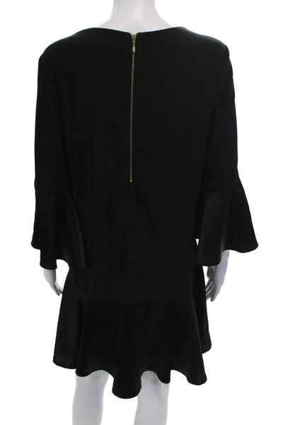 Slate & Willow Womens Long Sleeved Back Zipped Ruffled Dress Black Size 10