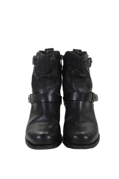 Rag & Bone Womens Leather Block High Heels Ankle Boots Shoes Black Size 6.5