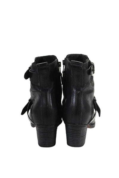 Rag & Bone Womens Leather Block High Heels Ankle Boots Shoes Black Size 6.5