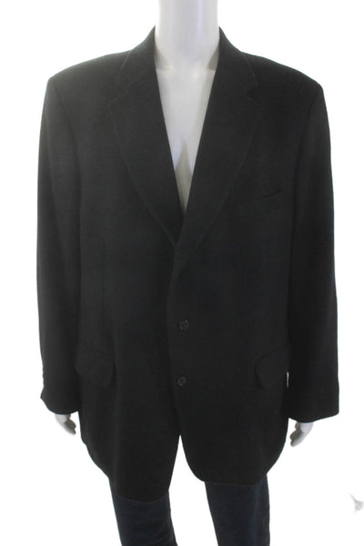 Fenzia Mens Wide Lapel Three Button Blazer Jacket Gray Wool Size 46 Long