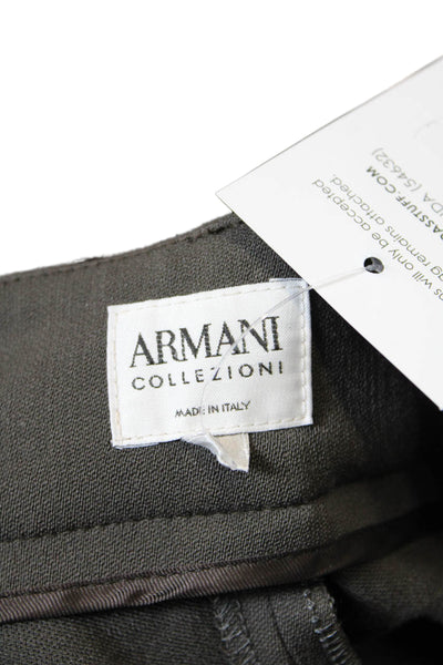 Armani Collezioni Womens Wool Flat Front Wide Leg Trousers Gray Size 8