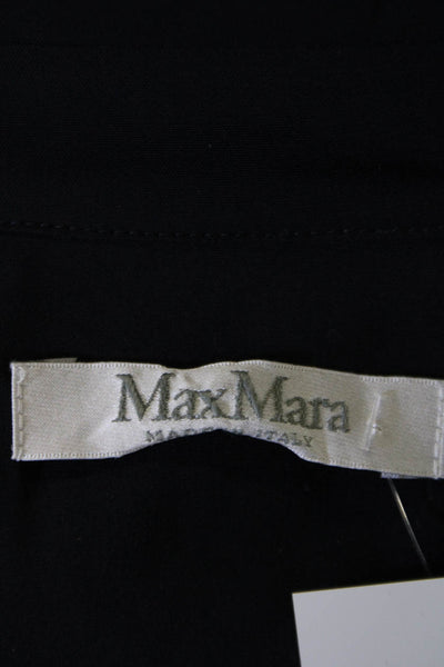 Max Mara Womens Button Front Long Sleeve Collared Light Jacket Navy Wool Size 2