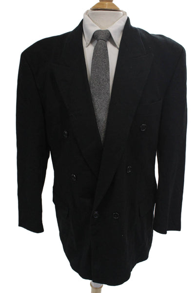 Boss Hugo Boss Mens Wool Peak Collar Double Breasted Suit Jacket Black Size 42L