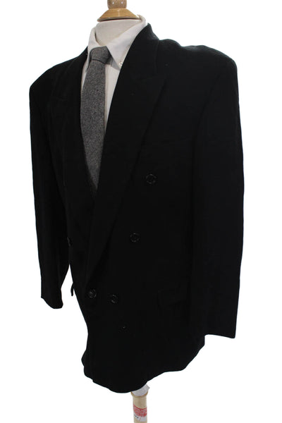 Boss Hugo Boss Mens Wool Peak Collar Double Breasted Suit Jacket Black Size 42L