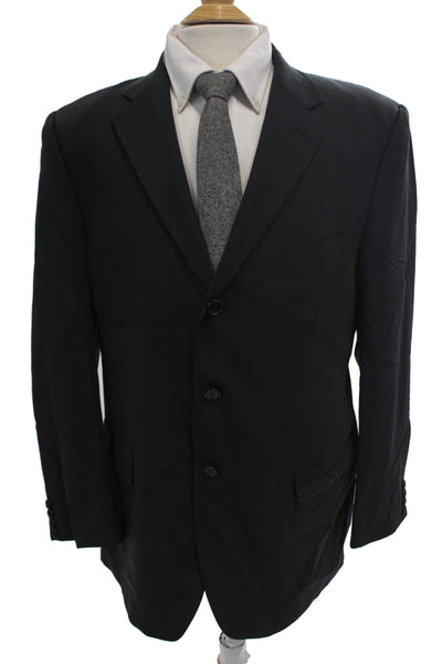 Missoni Mens Wool Notch Collar Long Sleeve Button Up Suit Jacket Black Size 44R