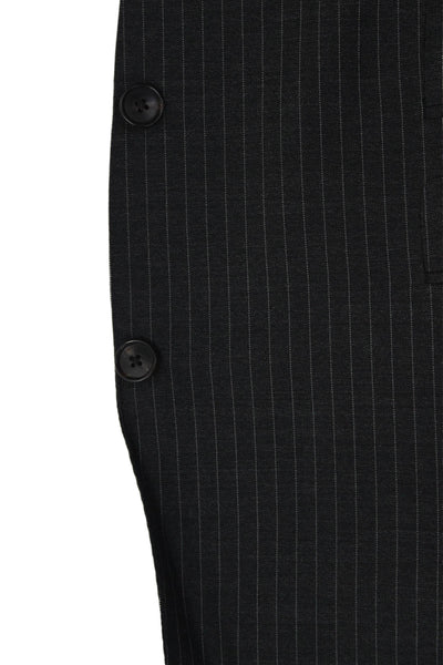 Vitale Barberis Canonico Mens Wool Striped Button Up Suit Jacket Black Size 44L