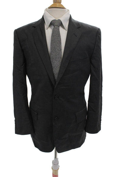 Baroni Mens Wool Notch Collar Long Sleeve Button Up Suit Jacket Gray Size 42R