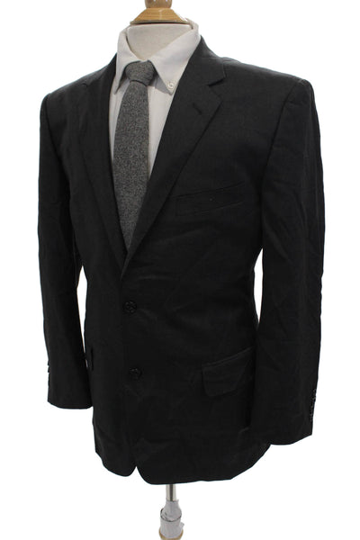 Baroni Mens Wool Notch Collar Long Sleeve Button Up Suit Jacket Gray Size 42R