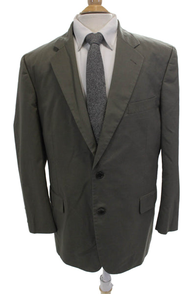 Brooks Brothers Mens Cotton Blend Collared Two Button Suit Jacket Green Size 43R