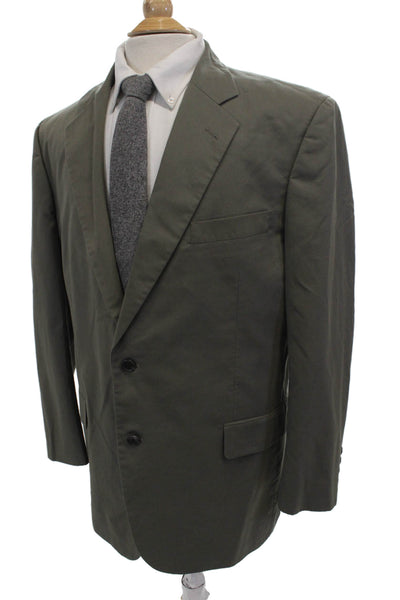 Brooks Brothers Mens Cotton Blend Collared Two Button Suit Jacket Green Size 43R