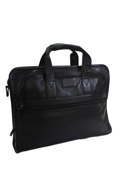 Tumi Unisex Adults Leather Adjustable Multi-Compartment Zip Up Laptop Bag Black