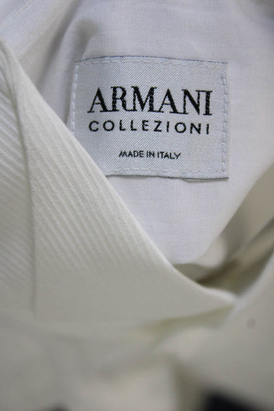 Armani Collezioni Mens Cotton Collared Long Sleeve Buttoned Top White Size 15