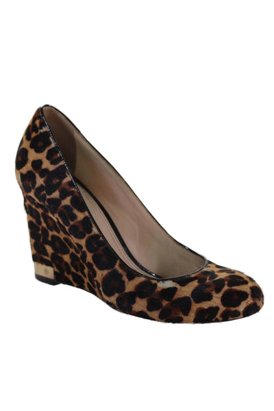 Tory Burch Womens Wedge Heel Pony Hair Leopard Print Pumps Brown Size 8M