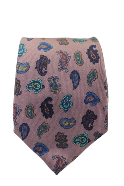 Etro Mens Silk Paisley Pattern Tie Pink OS