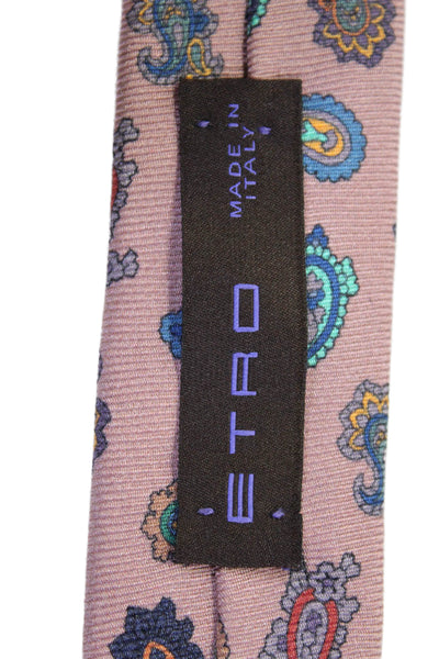 Etro Mens Silk Paisley Pattern Tie Pink OS