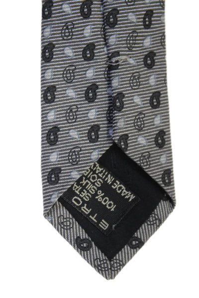 Etro Mens Silk Wrap Around Tie Gray One Size