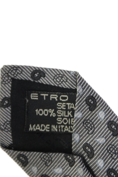 Etro Mens Silk Wrap Around Tie Gray One Size