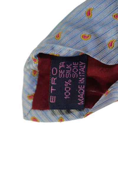 Etro Mens Silk Wrap Around Tie Light Blue One Size