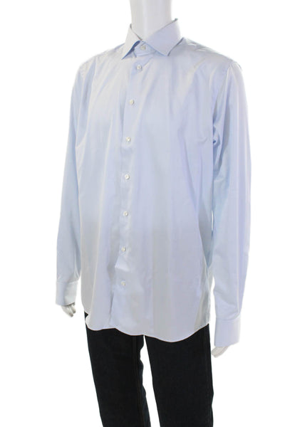 Eton Men's Collared Long Sleeves Button Down Dress Shirt Blue Size 16