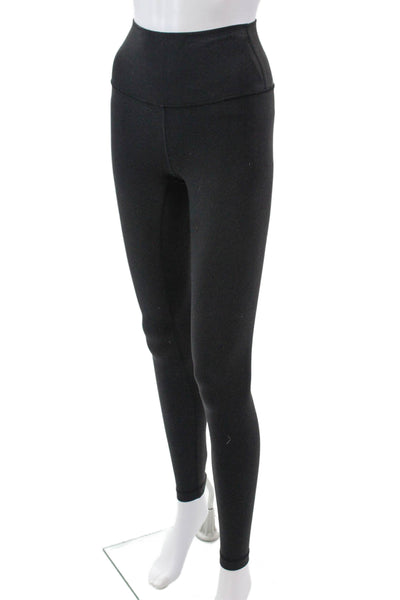 Lululemon Womens Mid Rise Stretch Knit Athletic Ankle Leggings Black Size 2