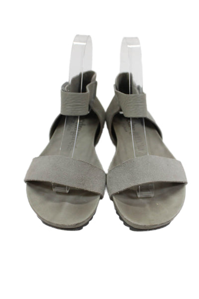 Pedro Garcia Womens Suede Ankle Strap Sandals Cement Gray Size 36 6