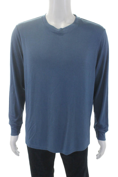 Theory Mens Long Sleeves Crew Neck Essential Pullover Sweater Blue Size Large