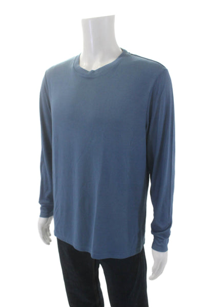 Theory Mens Long Sleeves Crew Neck Essential Pullover Sweater Blue Size Large