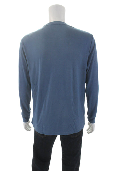 Theory Mens Long Sleeves Crew Neck Essential Pullover Sweater Blue Size Large