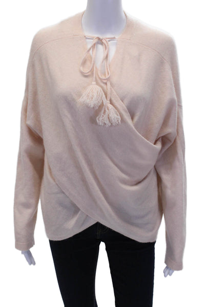 10 Crosby Derek Lam Womens Cashmere Long Sleeve Wrap Sweater Pink Size M