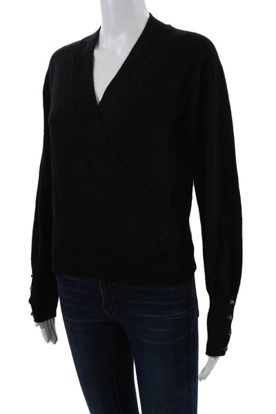 White + Warren Womens Cashmere Long Sleeves V Neck Sweater Black Size Extra Smal